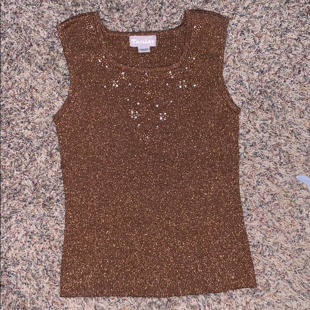 TanJay sparkly copper colored and beaded tank top